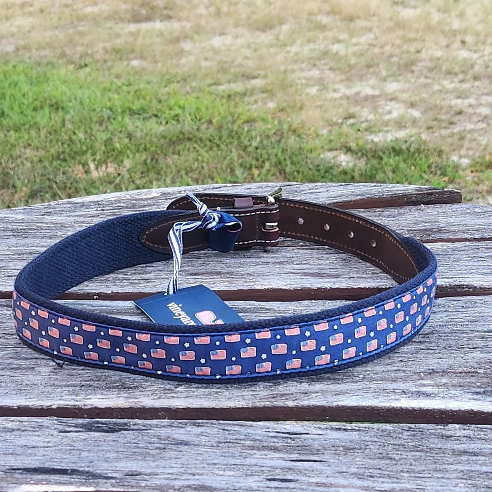 Vineyard Vines Boys Youth Flags & Stars Canvas Club Belt 24